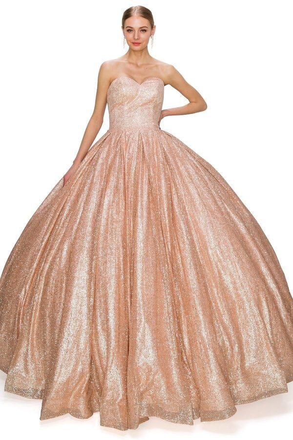 Strapless Glitter Ball Gown by Cinderella Couture 8010J