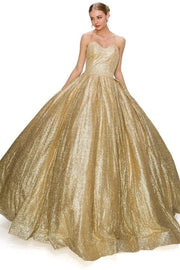 Strapless Glitter Ball Gown by Cinderella Couture 8010J