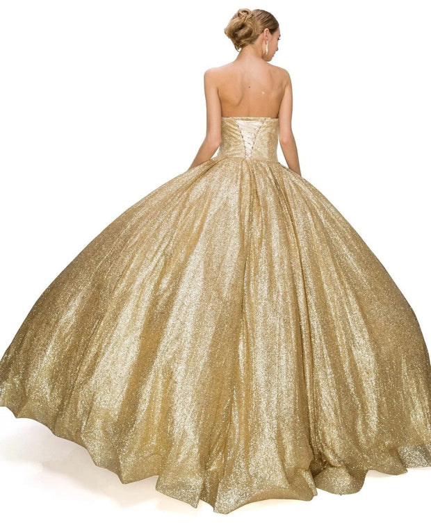 Strapless Glitter Ball Gown by Cinderella Couture 8010J