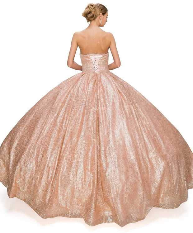 Strapless Glitter Ball Gown by Cinderella Couture 8010J