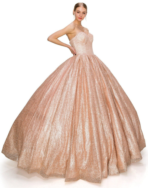Strapless Glitter Ball Gown by Cinderella Couture 8010J