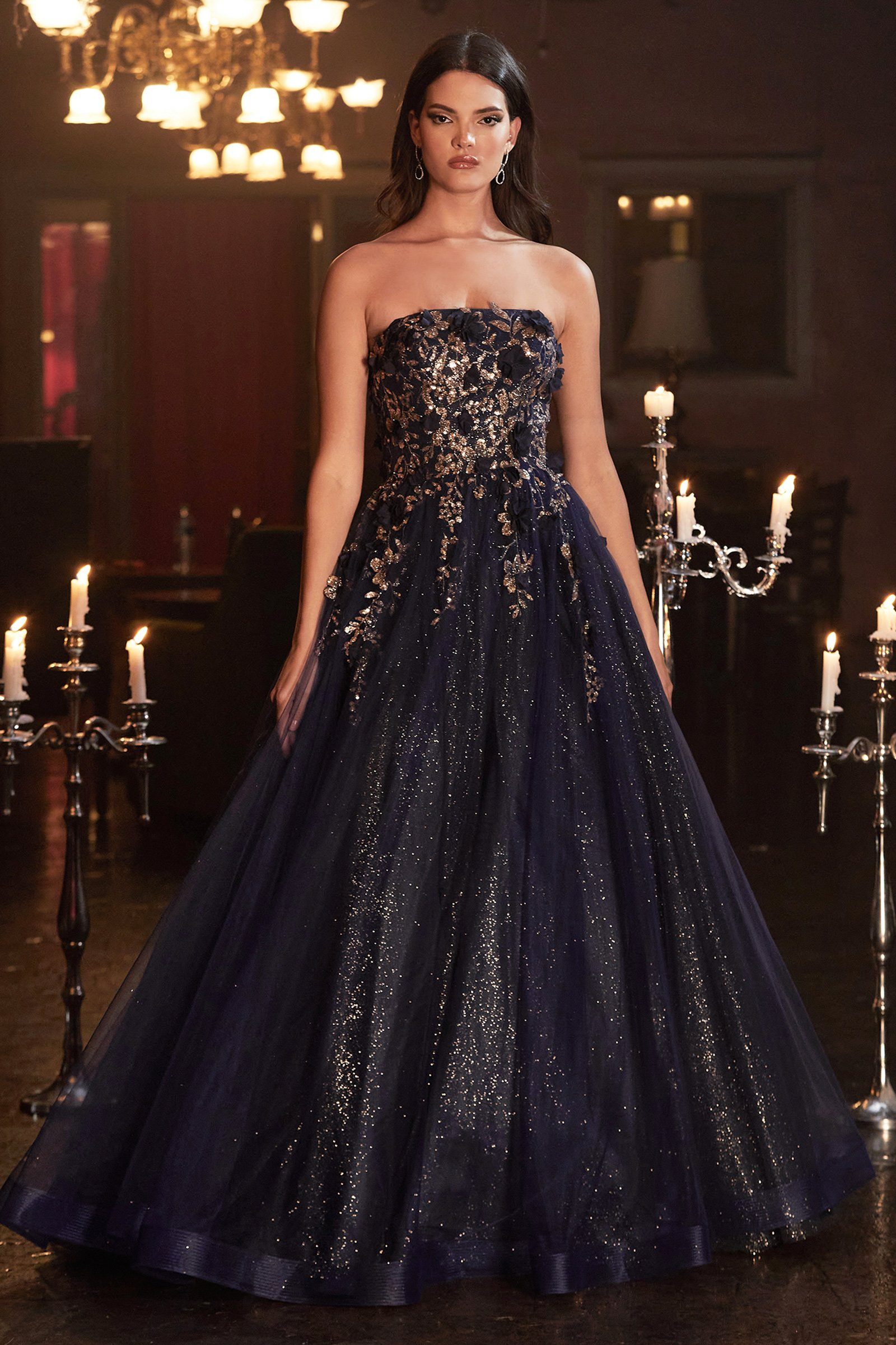 Shimmering Metallic Ball Gown for Captivating Occasions by Cinderella Divine