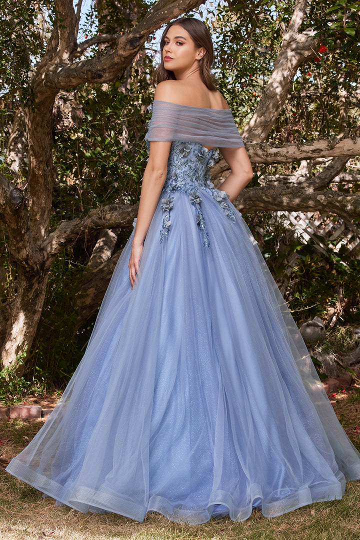 Strapless Glitter Ball Gown by Cinderella Divine CD955