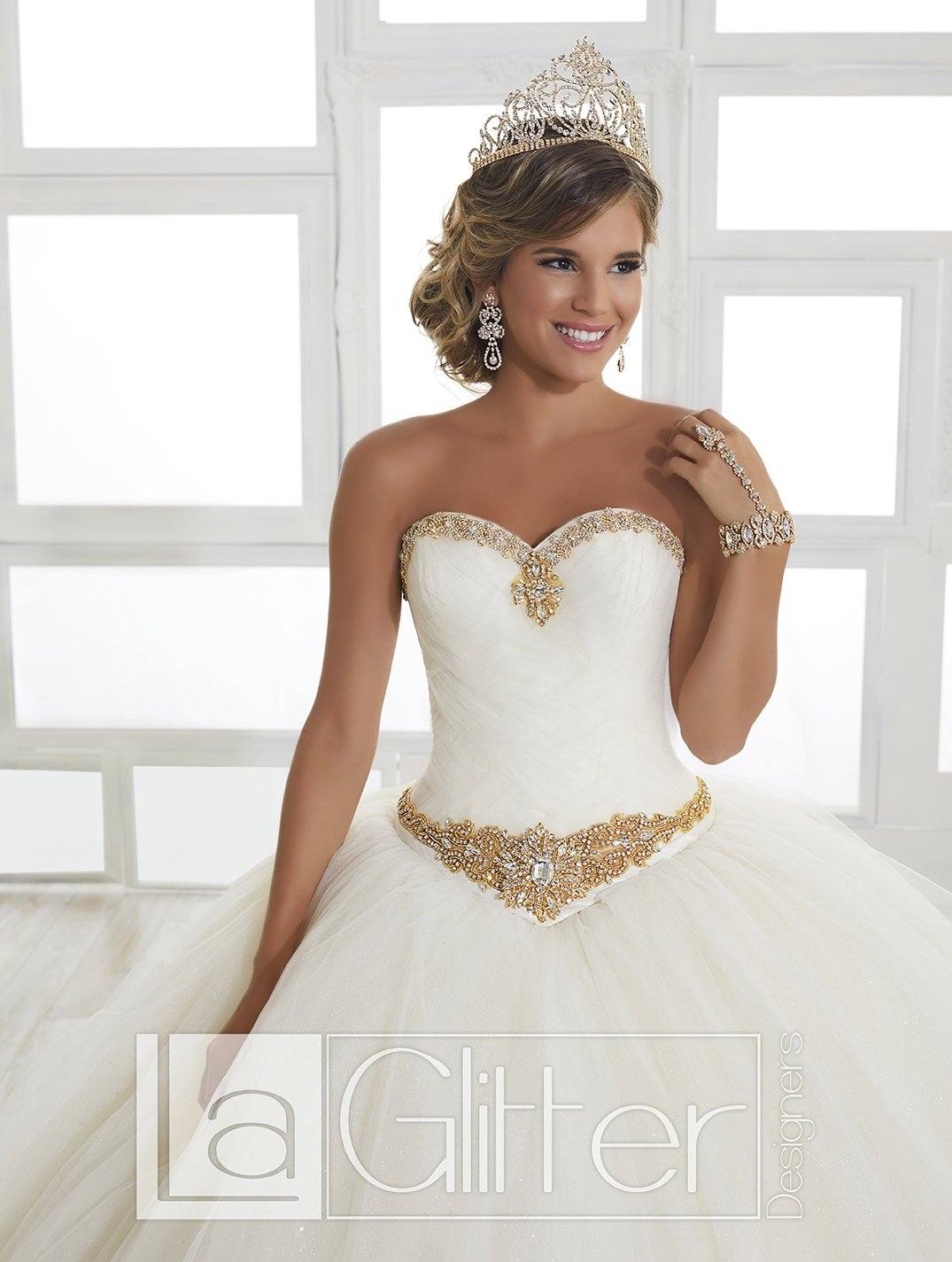 Strapless Glitter Dress by House of Wu LA Glitter 24030-Quinceanera Dresses-ABC Fashion