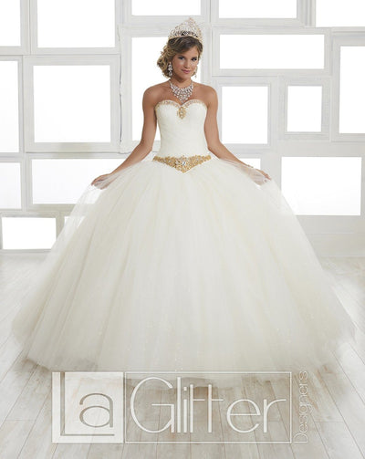 Strapless Glitter Dress by House of Wu LA Glitter 24030-Quinceanera Dresses-ABC Fashion