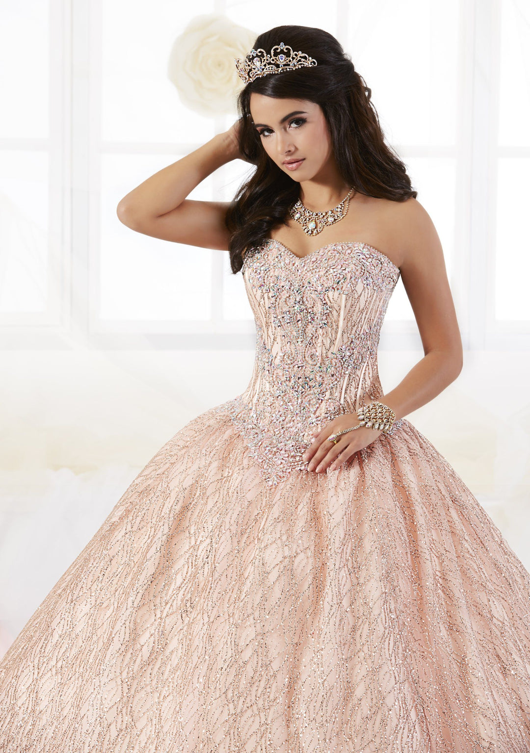 Strapless Glitter Quinceanera Dress by House of Wu 26896-Quinceanera Dresses-ABC Fashion