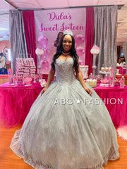 Strapless Glitter Quinceanera Dress by House of Wu 26896