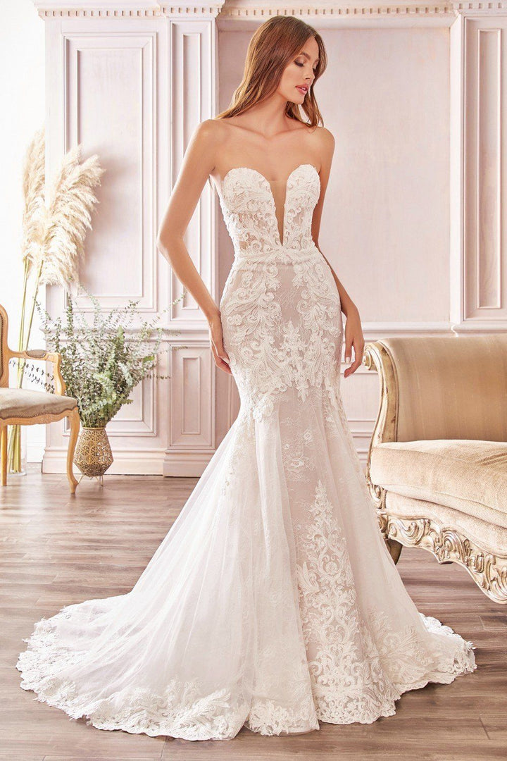 Strapless Lace Wedding Dress by Cinderella Divine CD928