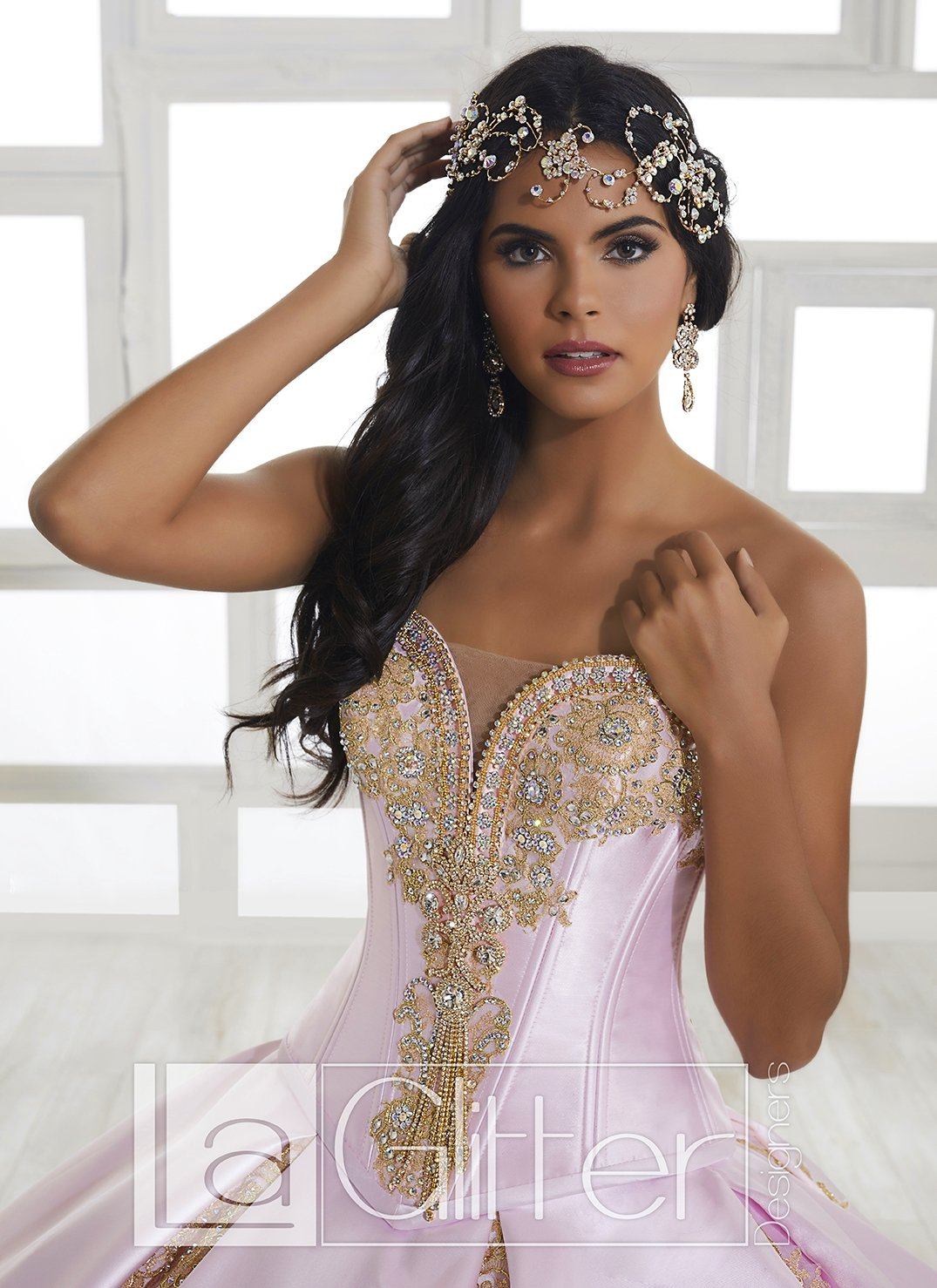 Strapless Mikado Dress by House of Wu La Glitter 24029 12 / Baby Pink/Gold Strapless Mikado Dress by House of Wu La Glitter 24029 12 / Baby Pink/Gold