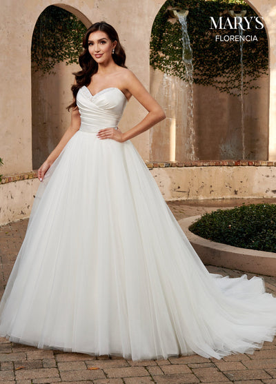 Strapless Organza Wedding Dress by Mary's Bridal MB3130
