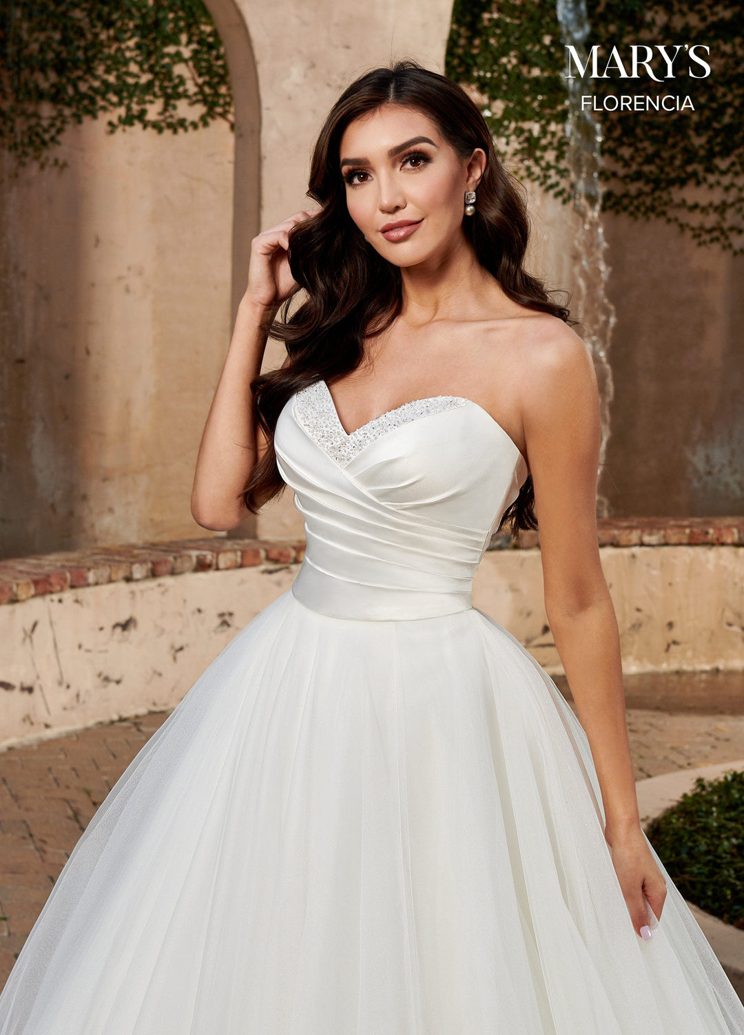 Strapless Organza Wedding Dress by Mary's Bridal MB3130