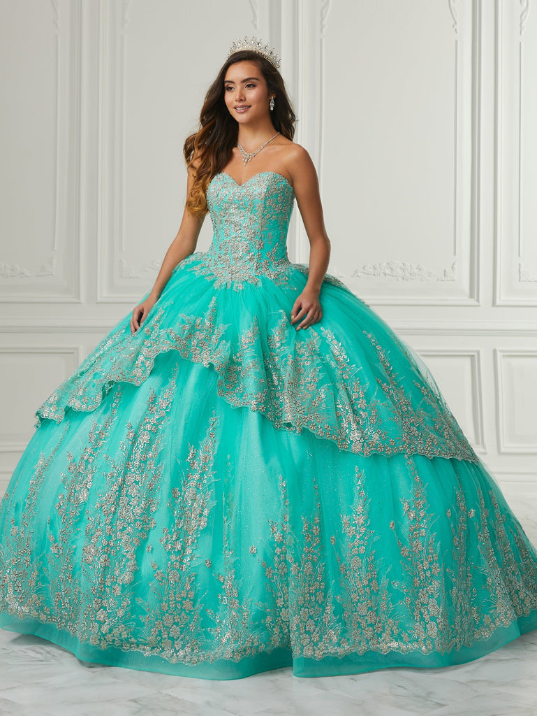 turquoise and gold quinceanera dresses Quinceanera Dress PR30088 By Princesa Jade/Gold / 00