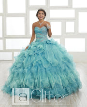 Strapless Ruffled Dress by House of Wu LA Glitter 24011-Quinceanera Dresses-ABC Fashion