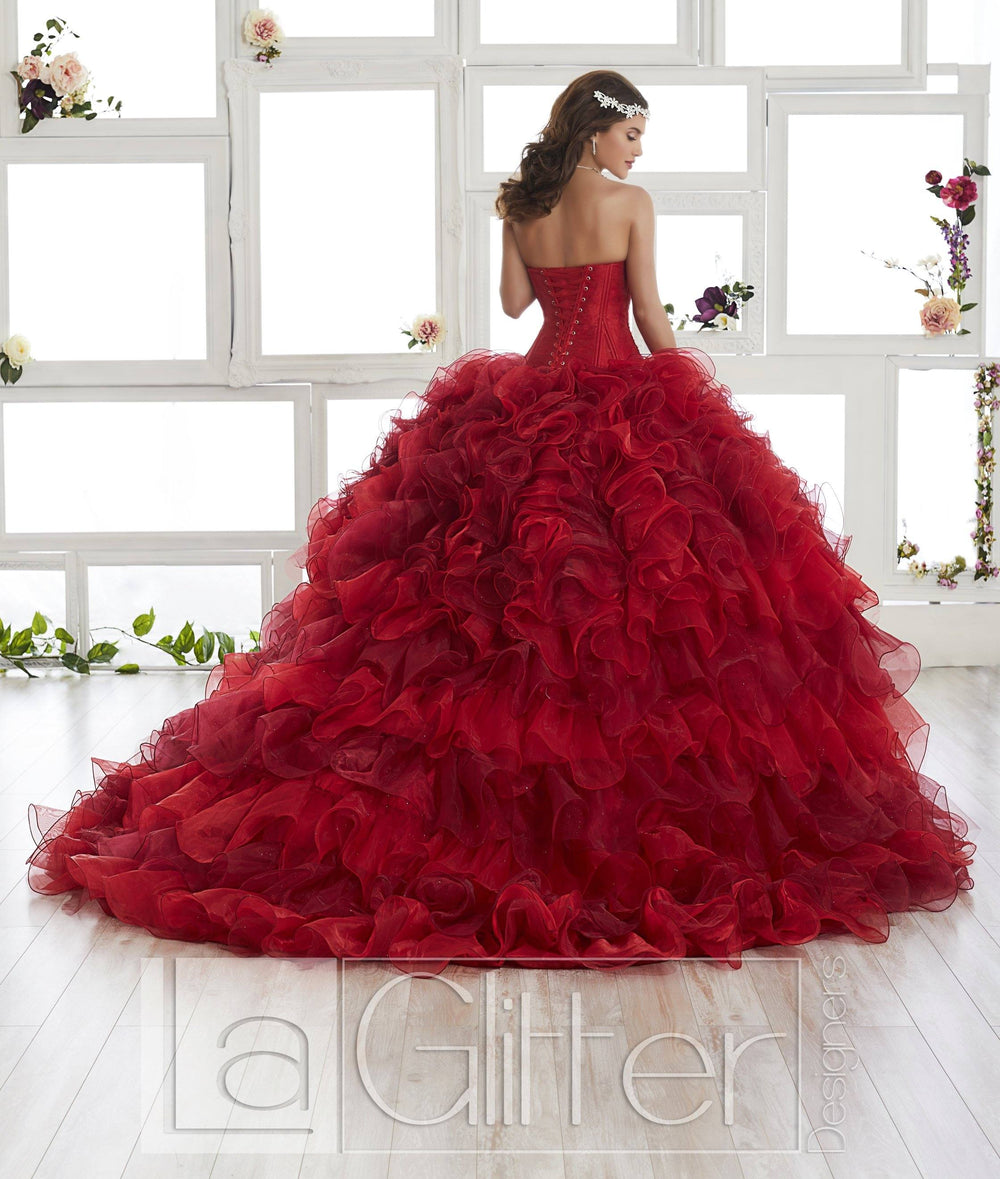 Strapless Ruffled Dress by House of Wu LA Glitter 24011-Quinceanera Dresses-ABC Fashion