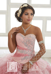 Strapless Ruffled Dress by House of Wu LA Glitter 24011-Quinceanera Dresses-ABC Fashion