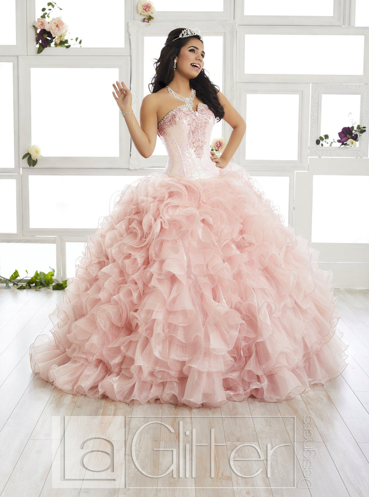 Strapless Ruffled Dress by House of Wu LA Glitter 24015-Quinceanera Dresses-ABC Fashion