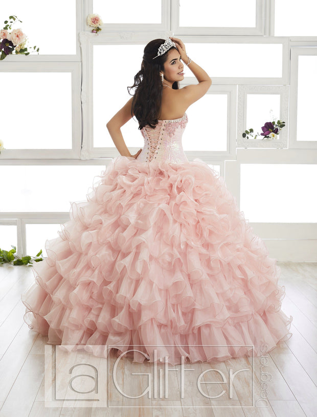 Strapless Ruffled Dress by House of Wu LA Glitter 24015-Quinceanera Dresses-ABC Fashion
