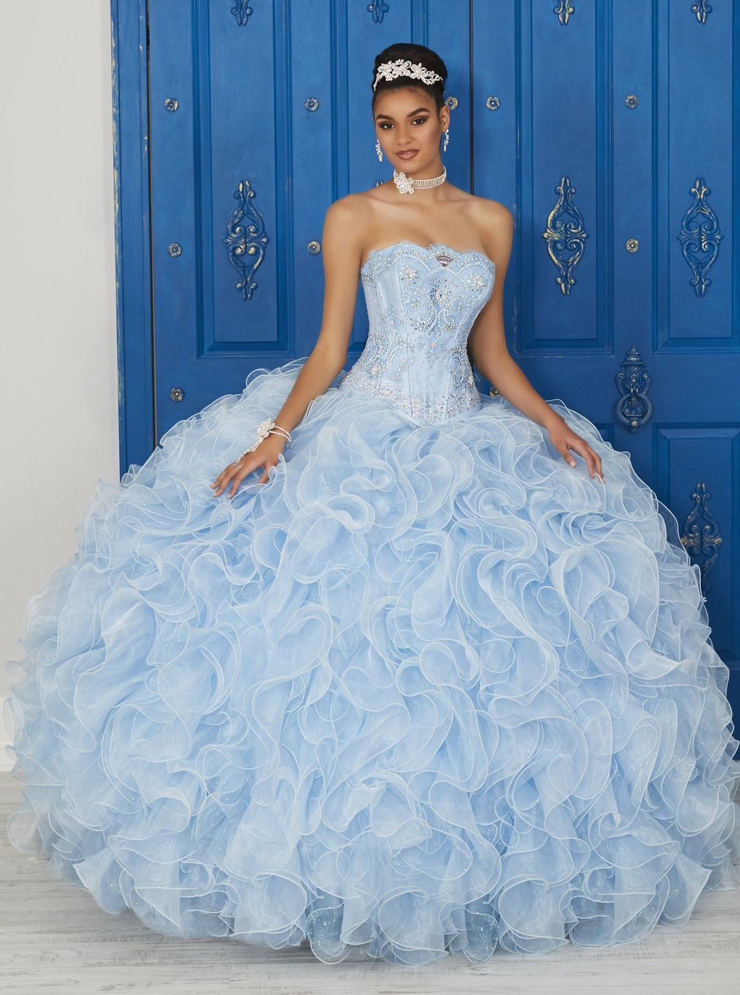 Strapless Ruffled Dress by House of Wu LA Glitter 24034-Quinceanera Dresses-ABC Fashion