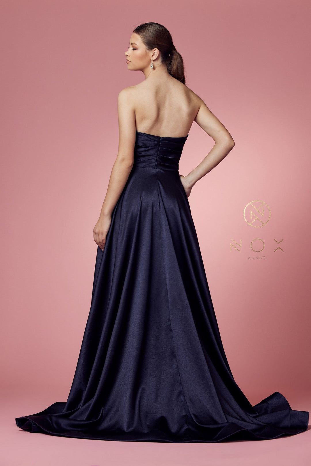 Strapless Satin Pocket Gown by Nox Anabel R1036