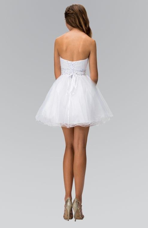 Strapless Short Dress with Jeweled Waistband by Elizabeth K GS1053-Short Cocktail Dresses-ABC Fashion