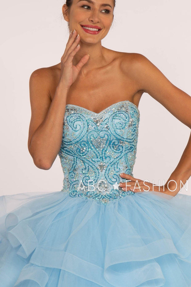 Strapless Sweetheart Ball Gown with Ruffled Skirt by Elizabeth K GL2515-Quinceanera Dresses-ABC Fashion