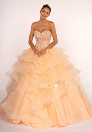 Strapless Sweetheart Ball Gown with Ruffled Skirt by Elizabeth K GL2515-Quinceanera Dresses-ABC Fashion