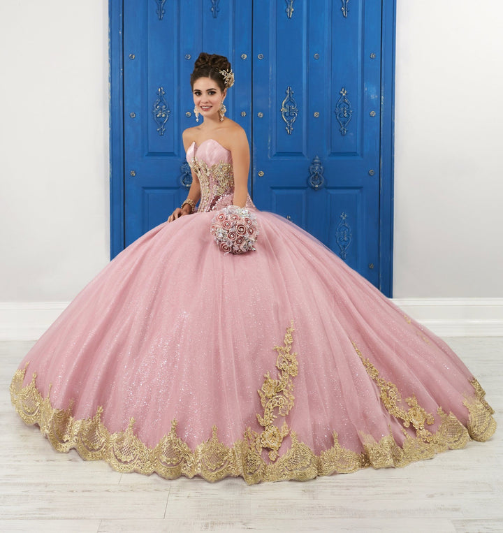 Strapless Sweetheart Glitter Dress by House of Wu LA Glitter 24045-Quinceanera Dresses-ABC Fashion