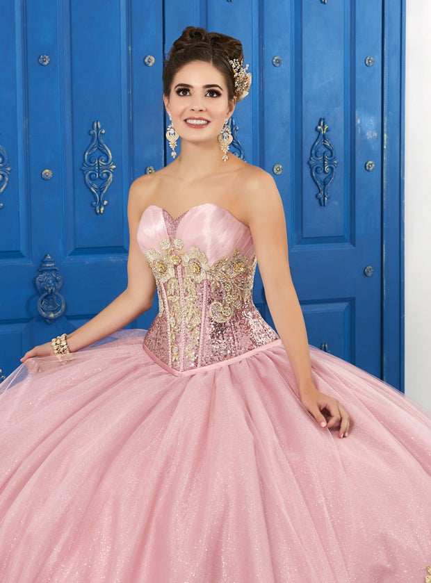 Strapless Sweetheart Glitter Dress by House of Wu LA Glitter 24045-Quinceanera Dresses-ABC Fashion
