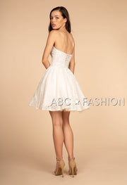 Strapless Sweetheart Short Lace Dress by Elizabeth K GS1611-Short Cocktail Dresses-ABC Fashion