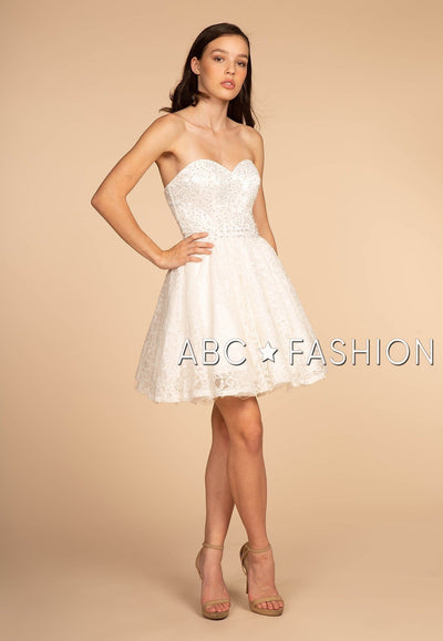 Strapless Sweetheart Short Lace Dress by Elizabeth K GS1611-Short Cocktail Dresses-ABC Fashion