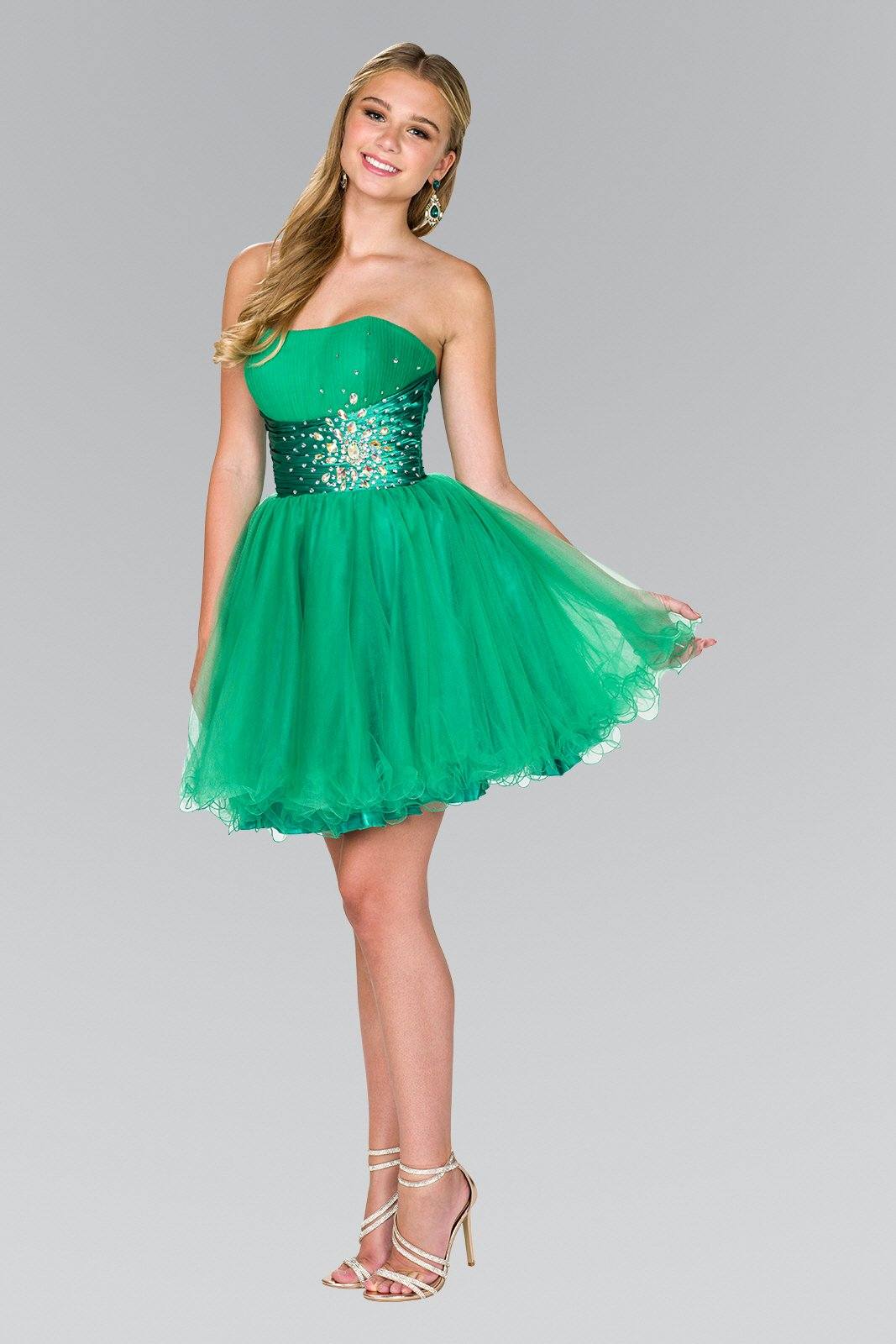 Strapless Sweetheart Tulle Short Dress by Elizabeth K GS1050-Short Cocktail Dresses-ABC Fashion