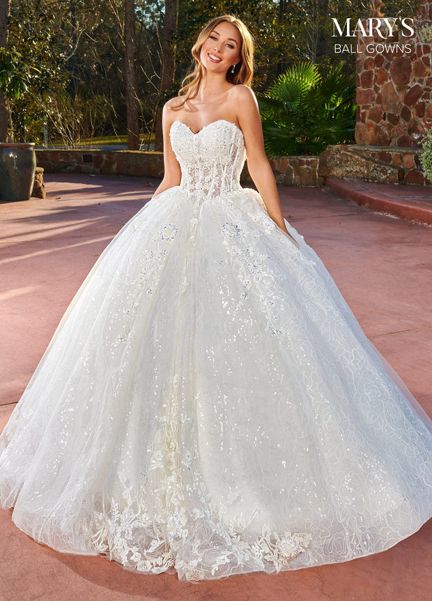 Strapless Sweetheart Wedding Ball Gown by Mary's Bridal MB6103