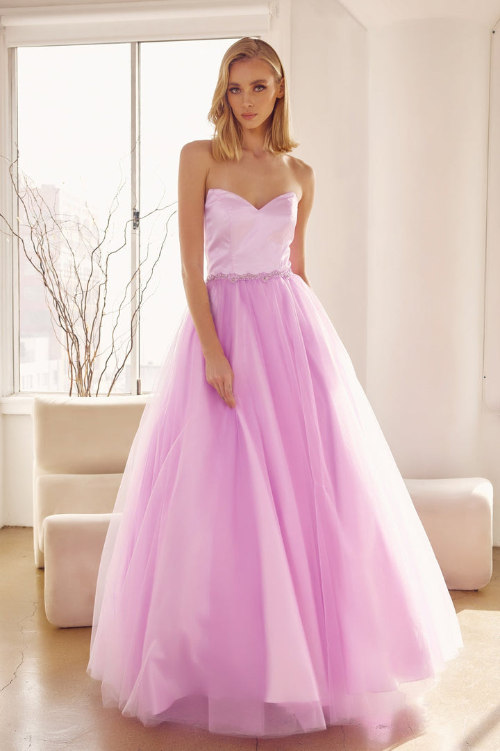 Strapless Tulle Gown with Lace-Up Back by Juliet 265