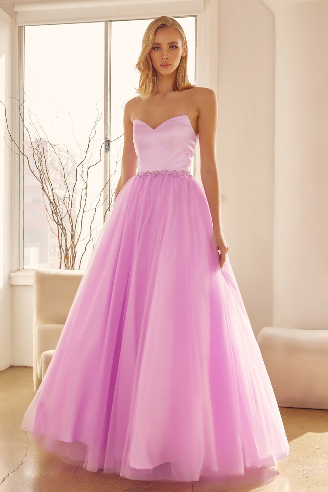 Strapless Tulle Gown with Lace-Up Back by Juliet 265