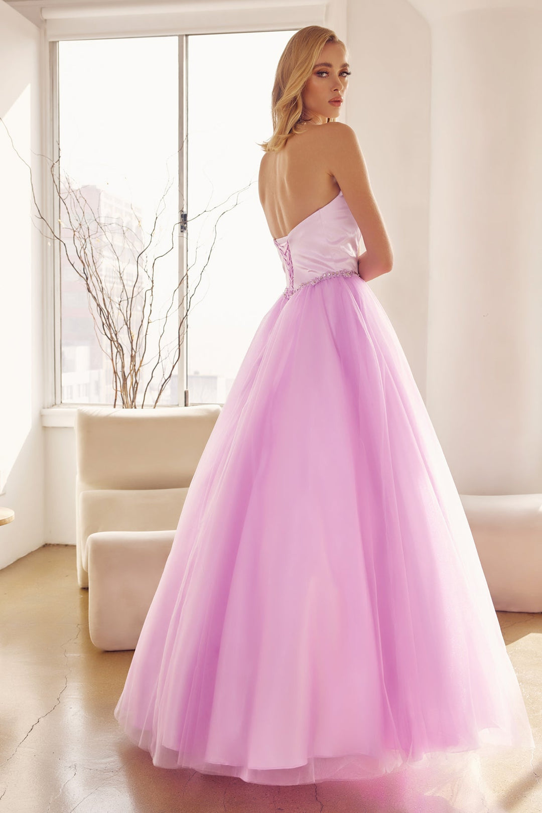 Strapless Tulle Gown with Lace-Up Back by Juliet 265