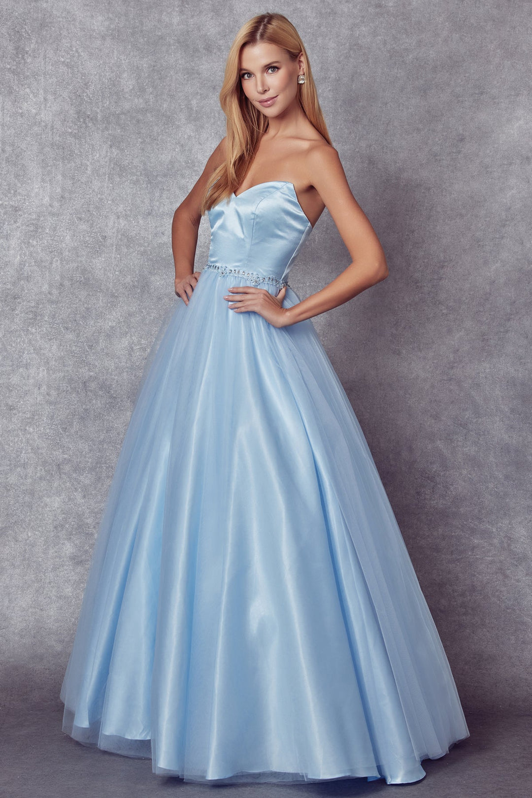 Strapless Tulle Gown with Lace-Up Back by Juliet 265