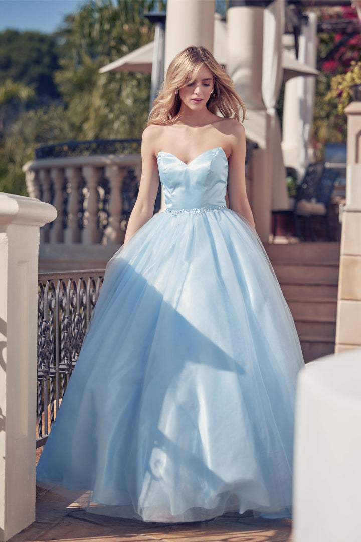 Strapless Tulle Gown with Lace-Up Back by Juliet 265