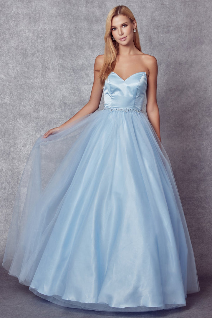 Strapless Tulle Gown with Lace-Up Back by Juliet 265