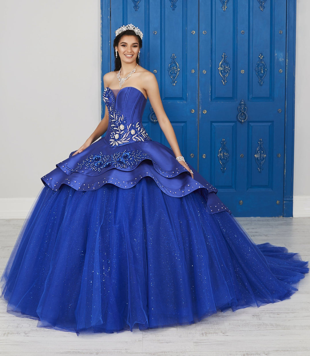 Strapless V-Neck Dress by House of Wu LA Glitter 24038-Quinceanera Dresses-ABC Fashion