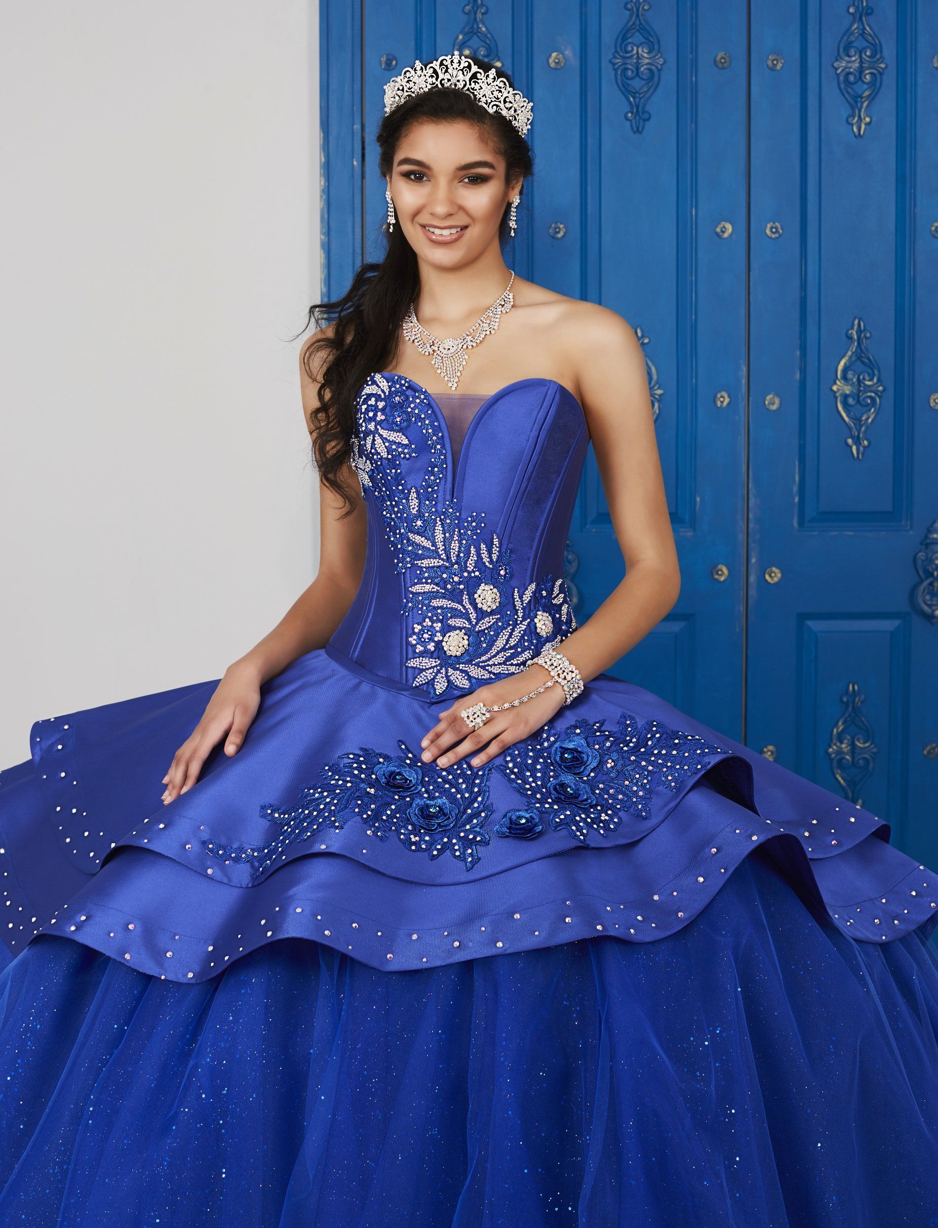 Strapless V Neck Dress by House of Wu LA Glitter 24038