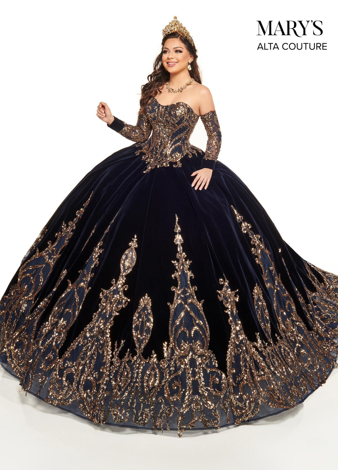 Strapless Velvet Quinceanera Dress by Alta Couture MQ3051