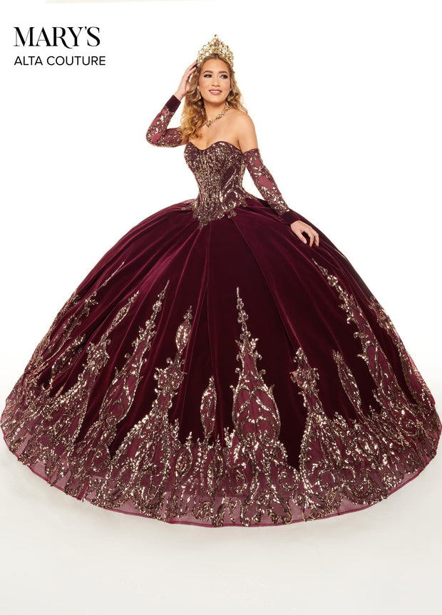 Strapless Velvet Quinceanera Dress by Alta Couture MQ3051