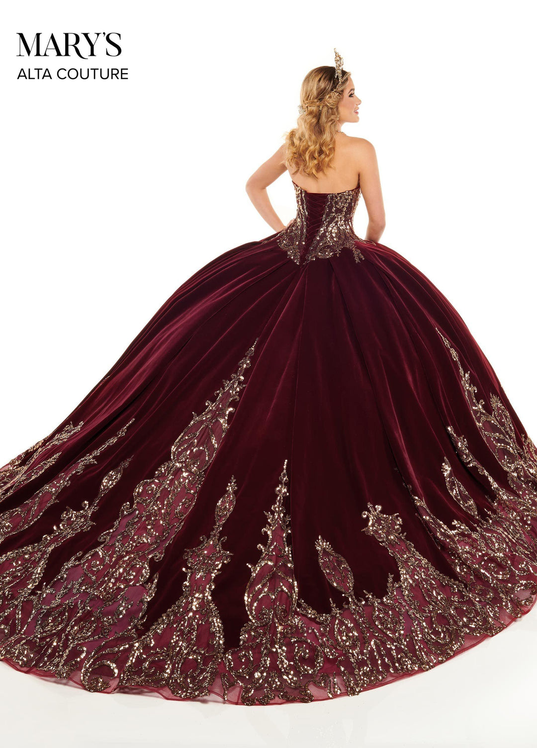 Strapless Velvet Quinceanera Dress by Alta Couture MQ3051