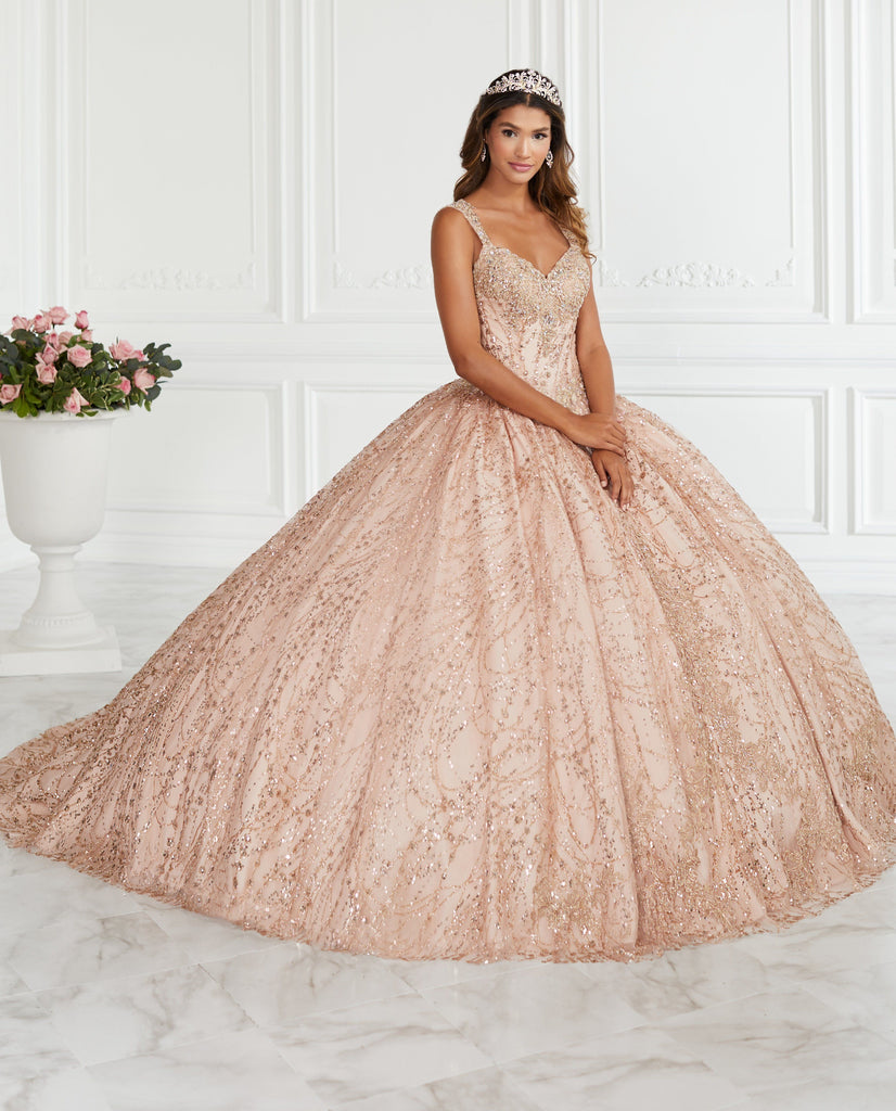 Sweetheart Glitter Quinceanera Dress by Fiesta Gowns 56387 4 / Rose Gold/Gold