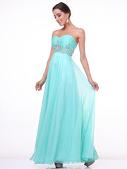 Sweetheart Strapless Gown with Beaded Top by Cinderella Divine 7664-Long Formal Dresses-ABC Fashion