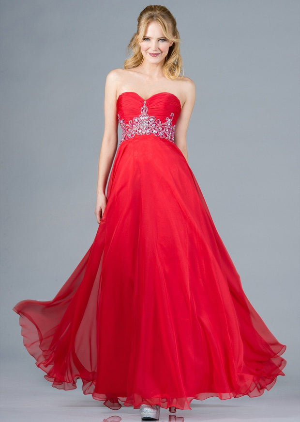 Sweetheart Strapless Gown with Beaded Top by Cinderella Divine 7664-Long Formal Dresses-ABC Fashion