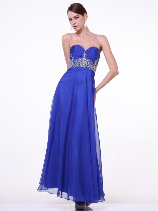 Sweetheart Strapless Gown with Beaded Top by Cinderella Divine 7664-Long Formal Dresses-ABC Fashion