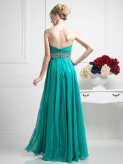 Sweetheart Strapless Gown with Beaded Top by Cinderella Divine 7664-Long Formal Dresses-ABC Fashion