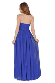 Tan Long Convertible Chiffon Dress by Poly USA-Long Formal Dresses-ABC Fashion