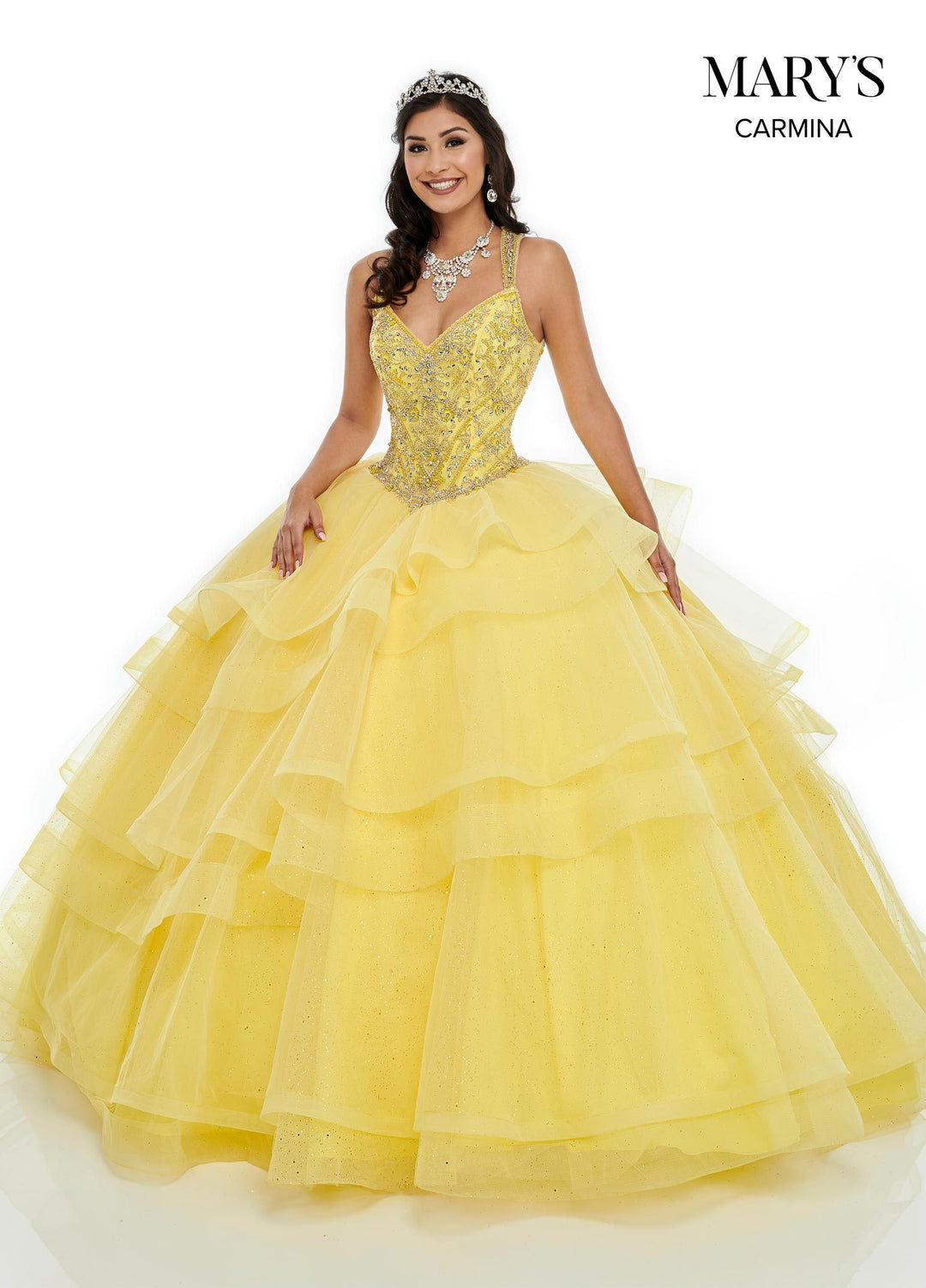Tiered Halter Quinceanera Dress by Mary's Bridal MQ1058-Quinceanera Dresses-ABC Fashion